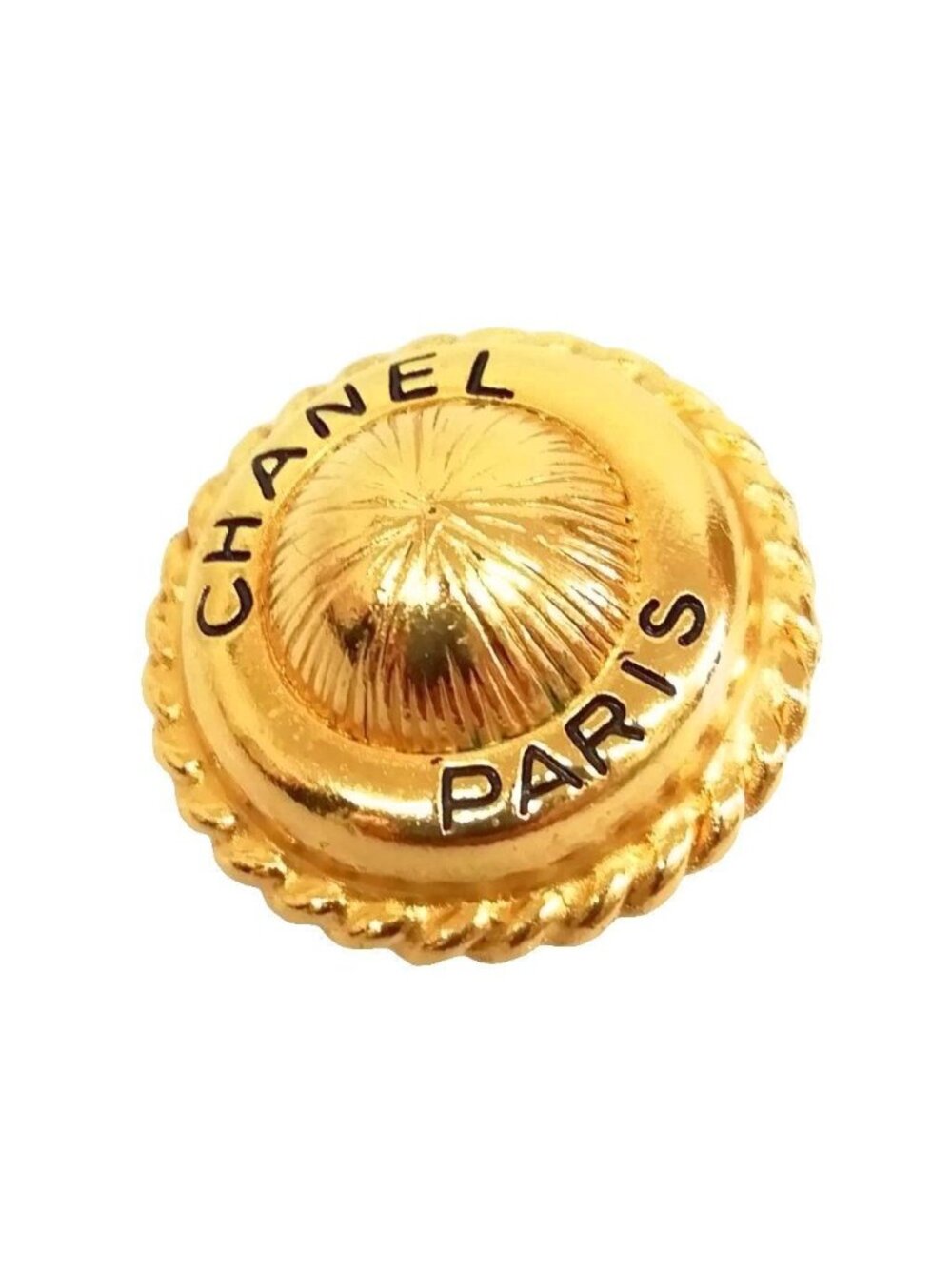 Chanel Logo Single Earrings Vintage Gold